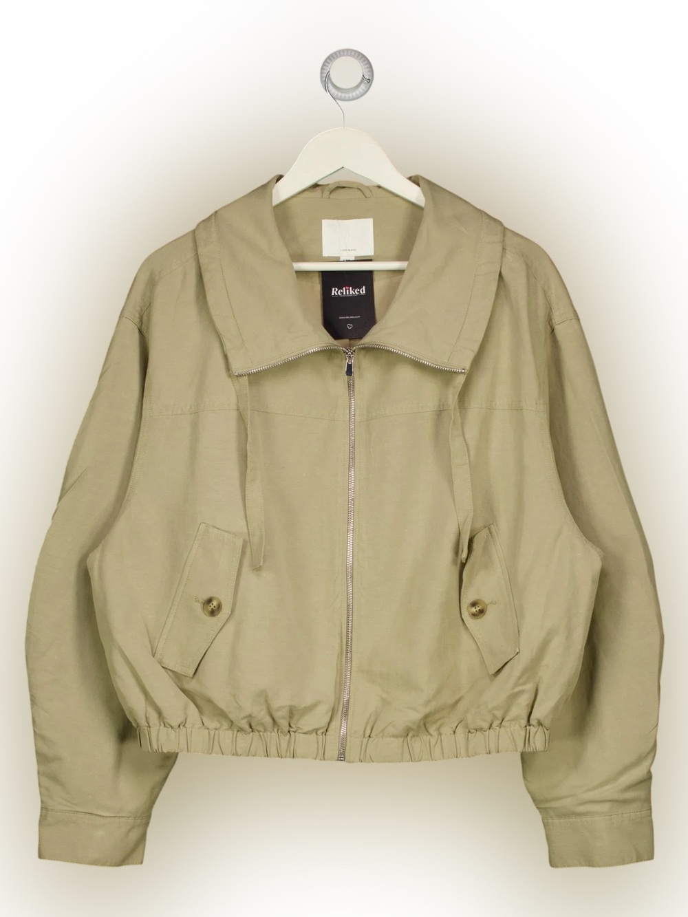 H&M Beige Funnel-Collar Twill Jacket